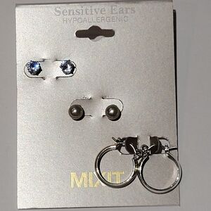 MIXIT Set of 3 Siver Tone Earrings